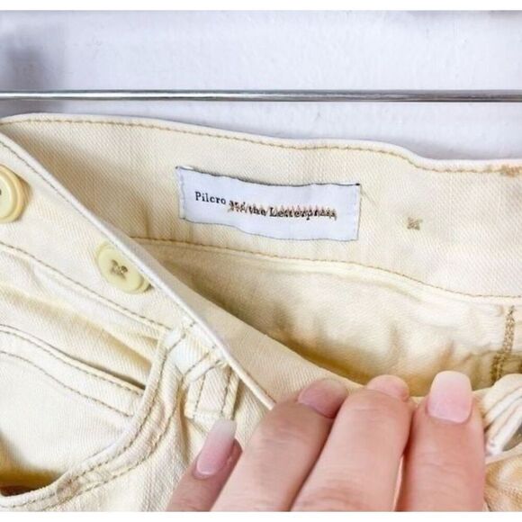Anthropologie PILCRO AND THE LETTERPRESS Size 30 Solid Pale Yellow Pants - Picture 7 of 9